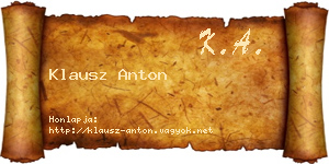 Klausz Anton névjegykártya
